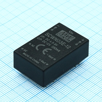 SCWN03E-12 - Преобразователь DC/DC 3Вт вход 4,5-9В выход +12В 250мА