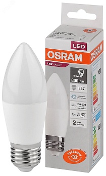 Лампа светодиодная LED Value LVCLB75 10SW/865 10Вт свеча матовая E27 230В 10х1 RU OSRAM 4058075579590