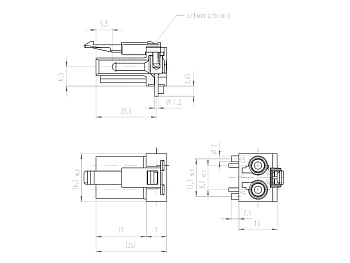 Разъем ST17/2 S F V1SW - Вилочный разъем на плату, 2 полюса, 2 полюса, винтовая фиксация, номинальное напряжение: 50V, номинальный ток: 16A, цвет: черный, серия gesis ST17/2