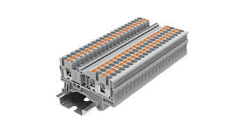 Проходная клемма TP2.5-3-GY - Проходная клемма, 3 точки подключения, push-in, номинальное сечение: 2,5 мм кв., 24A, 500V, ширина: 5,2 мм, цвет: серый, тип монтажа: DIN 35