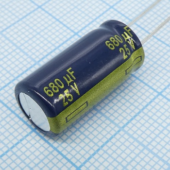 EEUFC1E681 - Конденсатор радиальный алюминиевый 25В 680мкФ 10*20 105°C
