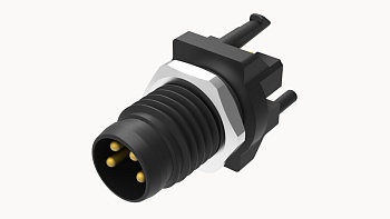 Вилочный разъем SP-M8A-04P-MM-SF7005 - Вилочный разъем на плату,4 полюса,M8, гайка спереди, 180 град., A-Code, 3A, 60V, M8*1, пластик