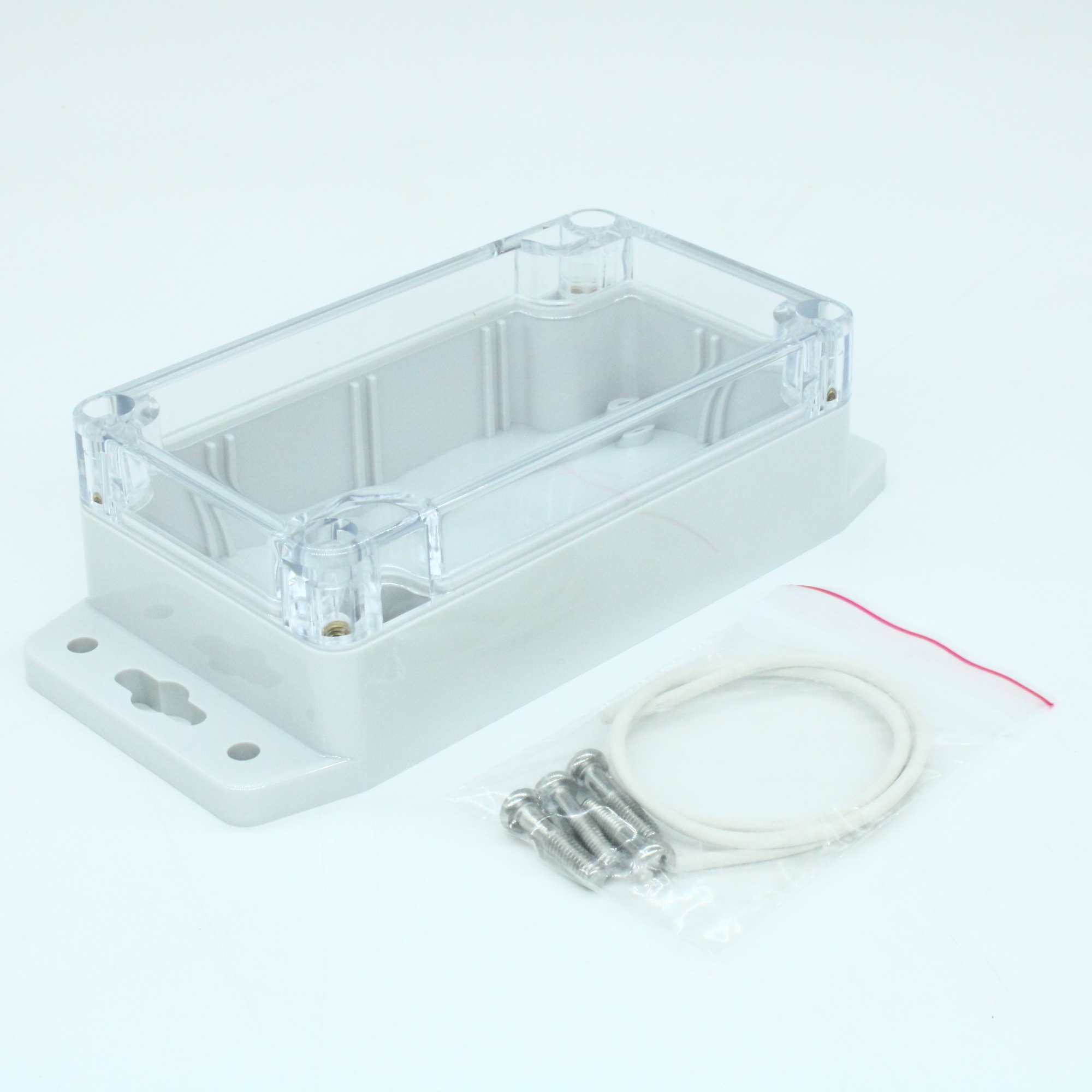 G203CMF - Герметичный корпус из поликарбоната с прозрачной крышкой и фланцем, IP65, светло-серый