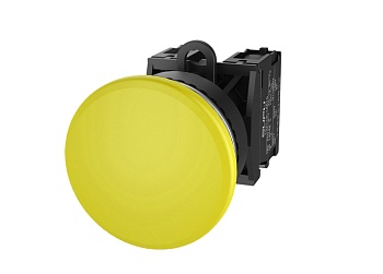 Кнопка грибовидная (желтая) TS2520-0FM30-R10 - Кнопка грибовидная, без блокировки, без подсветки, алюминиевое переднее кольцо, с плавным нажатием, с контактной группой 1NO, диаметр головки кнопки 40 мм, диаметр посадочного отверстия: 22 мм, цвет: желтый