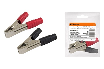 Зажим "крокодил" ЗК 100А 105мм в изоляции красный/черный (1шт+1шт) SQ0541-0032