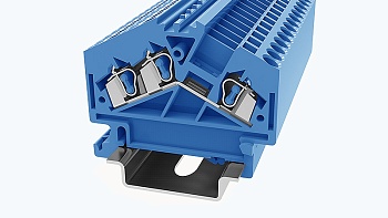 Проходная клемма WS2.5-TW-TA-01P-12 - Проходная клемма, 3 точки подключения, тип фиксации провода: пружинный, номинальное сечение: 2,5 мм кв., 24А, 800V, ширина: 5 мм, цвет: синий, тип монтажа: DIN35