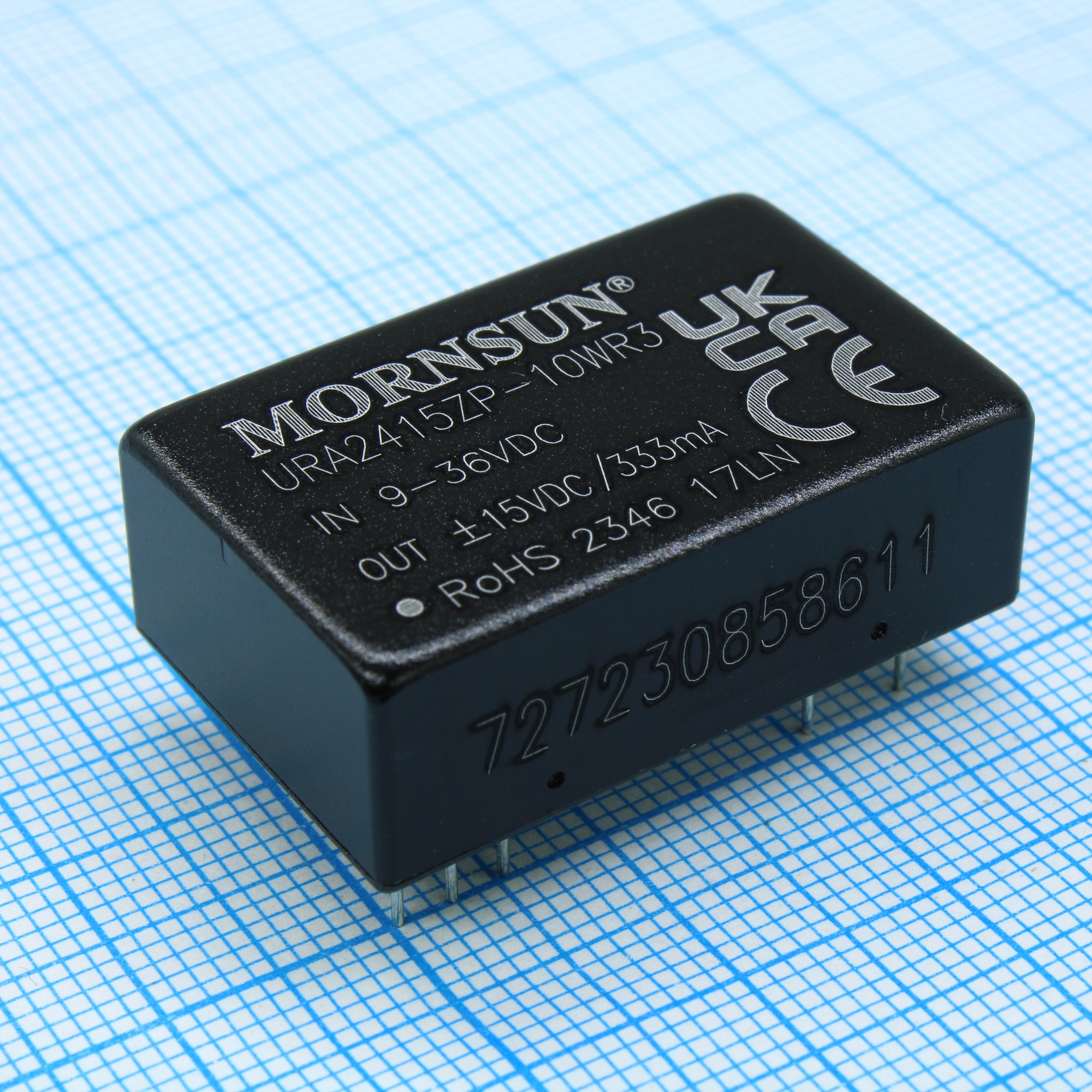 URA2415ZP-10WR3 - Преобразователь DC/DC на печатную плату вход 24В (9...36В) двуполярный выход ±15В ±333мА 10Вт изоляция 1500В