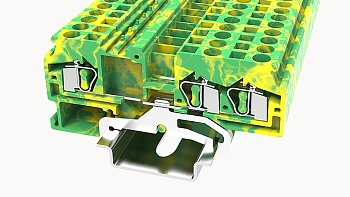 Заземляющая клемма WS4-TW-PE-01P-1C - Заземляющая клемма, 3 точки подключения, тип фиксации провода: пружинный, номинальное сечение: 4 мм кв., ширина: 6 мм, цвет: желто-зеленый, тип монтажа: DIN35