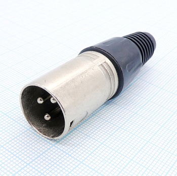 XLR1-3M пласт - Разъем XLR вилка кабельная 3 контакта под пайку
