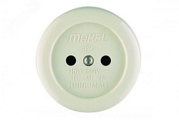 Розетка 1-м ОП 16А IP20 круглая без заземл. керамика беж. 16012