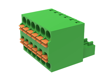 Розеточный разъем на кабель MC-DRD3.5H04P - Розеточный разъем, прямой, 2 этажа, на кабель, шаг: 3.5 мм, 4 полюса, фиксация провода Push-In исполнение: стандартное, 160V, 8A, цвет: зеленый
