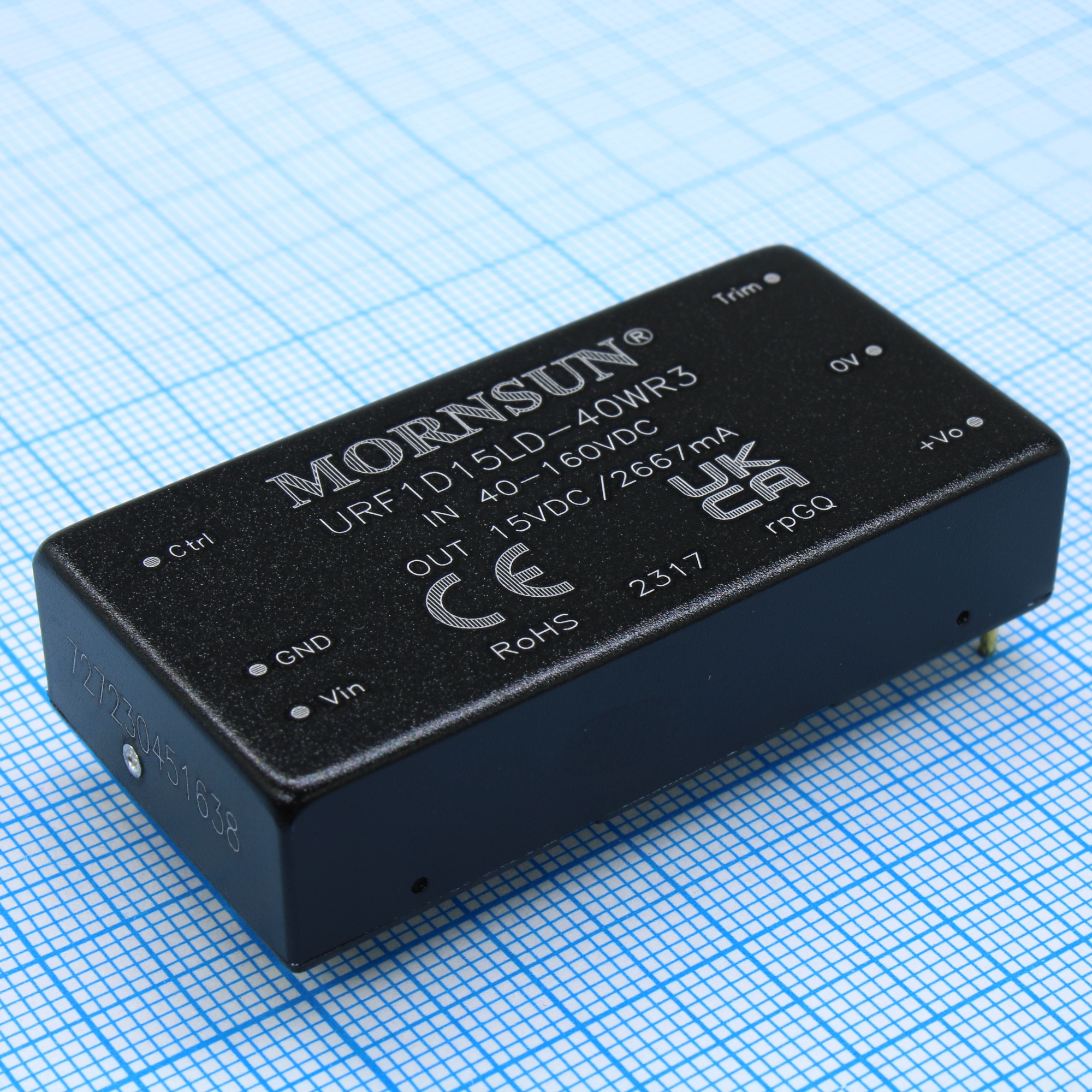 URF1D15LD-40WR3 - Преобразователь DC/DC 40Вт вход 40...160В выход 15В 2.67А КПД 91% -40°С...+85°С изоляция 1500В