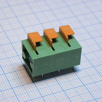 DG142R-7.62-03P-14-00A(H) - Нажимной безвинтовой клеммный блок 3 контакта. Зажим типа торцевой контакт. Серия DG142R-7.62