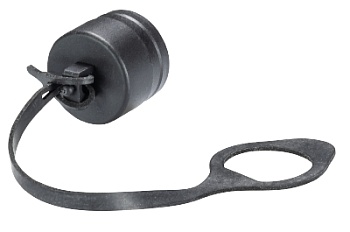 Заглушка RST16i5/4 розеточн.поводок - Защитная крышка контактной группы неиспользуемого розеточного разъема gesis RST MINI, 4/5 полюса, с защитой от утери (поводок), цвет: черный, серия gesis RST MINI