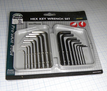 HW-0221 - Набор шестигранных ключей, метрических и дюймовых (16 шт)