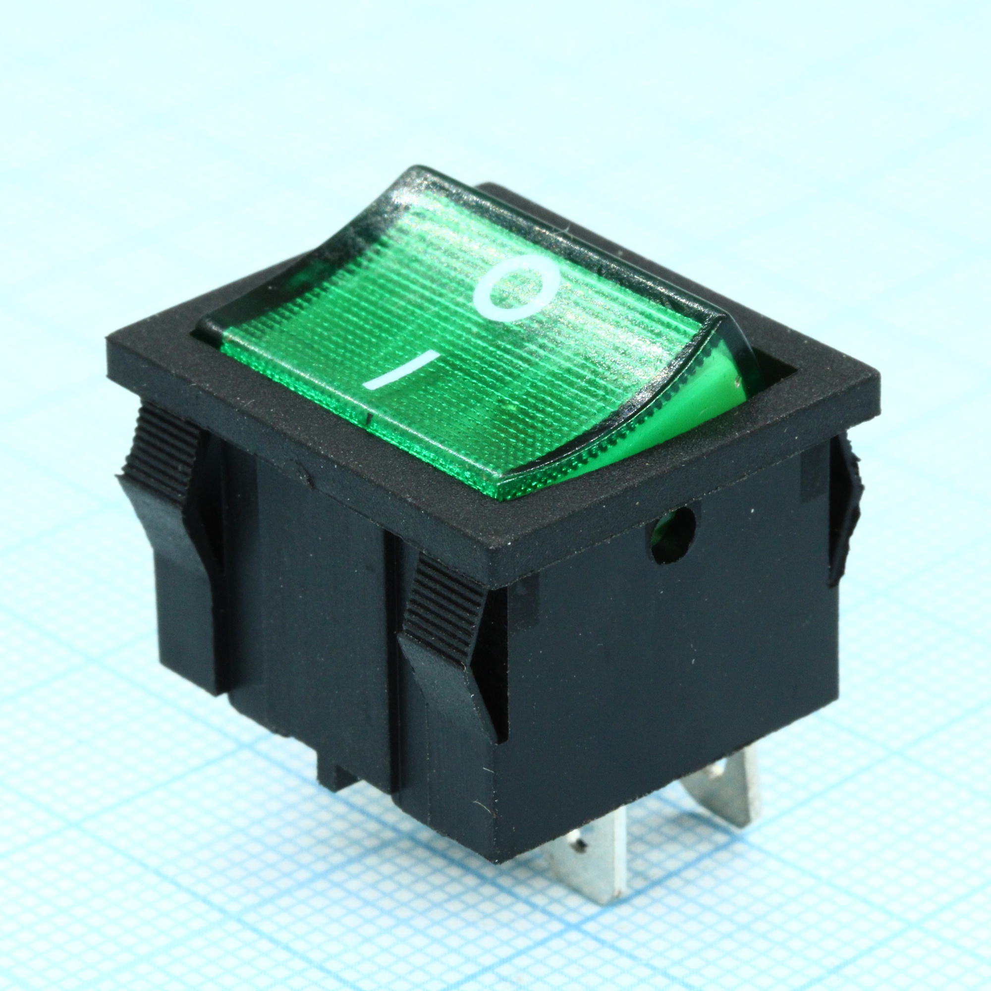 MIRS-201A-4C3-G/B - Переключатель с подсветкой ON-OFF (10A 125VAC, 6A 250VAC, 15A 12VDC) DPST 4P