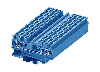 Проходная клемма TC2.5-4-BU - Проходная клемма, 4 точки подключения, пружинный, номинальное сечение: 2,5 мм кв., 24A, 500V, ширина: 5,2 мм, цвет: синий, тип монтажа: DIN 35