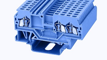 Проходная клемма WS1.5-TW-01P-12 - Проходная клемма, 3 точки подключения, тип фиксации провода: тип фиксации провода: пружинный, номинальное сечение: 1.5 мм кв., 18A, 800V, ширина: 4 мм, цвет: синий, тип монтажа: DIN35