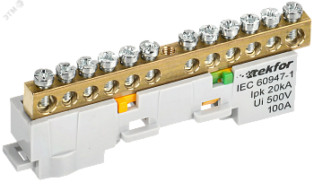 TEKFOR Шина PE земля неизолированная на универсальном держателе 6х9-12-Ж IEK TF-NN10-12-DL-K05