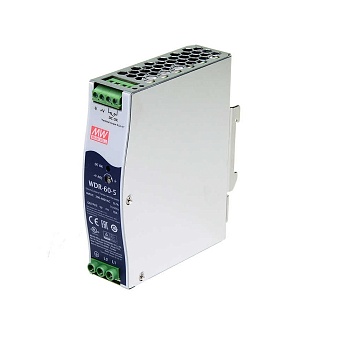 WDR-60-5 - Преобразователь AC-DC на DIN-рейку 50Вт, выход 5В/0…10A, рег. вых=5…6В, вход 180…550V AC, 47…63Гц /254…780V DC, изоляция 3000В AC, в кожухе 32х125.2х102мм, -30…+85°С