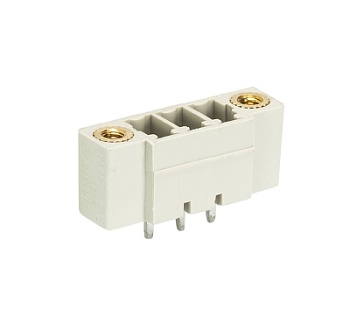 Вилка Wiecon 8813 S / 3 GF - Вилочный разъем, вертикальный, на плату, с монтажными фланцами, шаг 3,81 мм, 3 полюса, фиксация на плате пайкой, 250V, 8А, без маркировки, цвет: серый, серия 8813 S GF