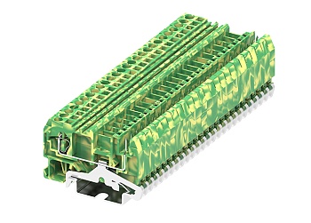 Заземляющая клемма 225987 - Заземляющая клемма, для подключения разъема, TA2.5, тип фиксации провода: пружинный, номинальное сечение: 2,5 мм кв., ширина: 5 мм, цвет: желто-зеленый, тип монтажа: DIN 35