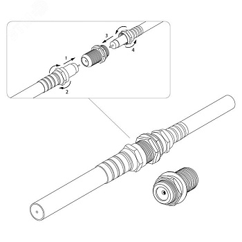 Переход гнездо F-гнездо F "Бочка" с кольцом 05-4201