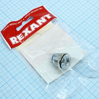 Индикаторная лампа 16мм 12V LED белый - Лампа индикаторная светодиодная 12В D16, белая, корпус - металл