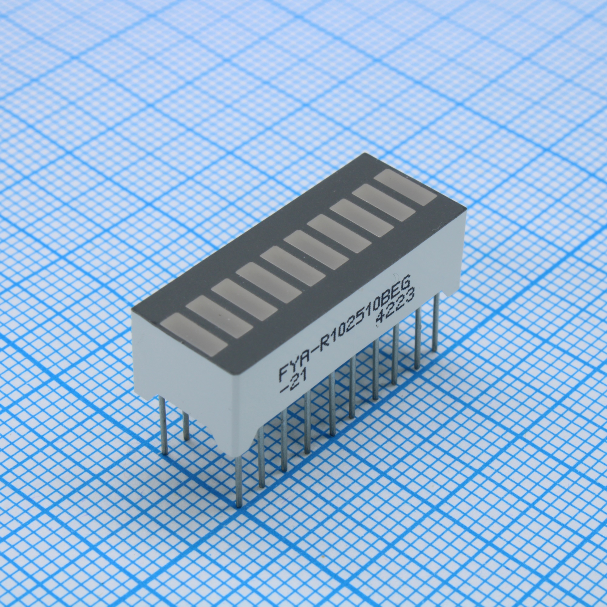 FYA-R102510BEG-21 - Модуль светодиодный 10-ти  сегментный 25.4x10.1x6.8мм двухцветный  Оранжевый/Зеленый 10-20/14-18мКд