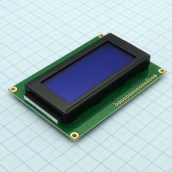 WH1604A-TMI-CT# - ЖКИ знакосинтезирующий 16 x 4, STN Синий Негативный/прозрачный, светодиодная подсветка белая, размеры 87x60 мм, видимая область 62x26 мм, питание 5В, -20...70°C, контактные площадки сверху 16 выводов