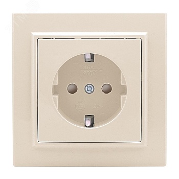 Розетка 1-м СП Минск 16А IP20 с заземл. защ. шторки беж. ERR16-028-200