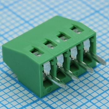 DG308-2.54-04P-14-00A(H) - Винтовой клеммный блок c рельефной обоймой, 4 контакта. Серия DG308-2.54