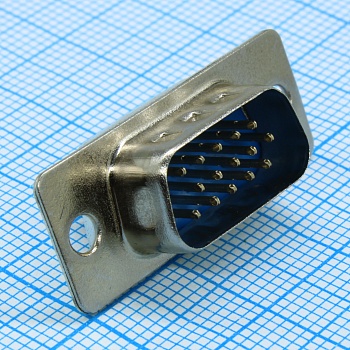 DS1035-15MUNSISS - D-SUB разъем высокой плотности, пайка на кабель, вилка, 15 контактов, цвет - синий