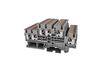 Этажная клемма TPD2.5-3-GY - Этажная клемма, 6 точек подключения, тип фиксации провода: push-in, номинальное сечение: 2,5 мм кв., 22A, 500V, ширина: 5,2 мм, цвет: серый, тип монтажа: DIN 35
