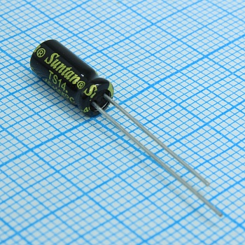 TS13DJ1E470MSB030R - Конденсатор алюминиевый электролитический 47мкФ 25В ±20% (5 X 11мм) радиальный 2мм 0.5Ом 220мА 2000час 105°С россыпь
