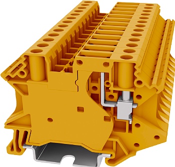 Клемма без размыкателя TU4-TG-OG - Клемма без размыкателя, тип фиксации провода: винтовой, номинальное сечение: 4 мм кв., 20A, 500V, ширина: 6,2 мм, цвет: оранжевый, тип монтажа: DIN 35