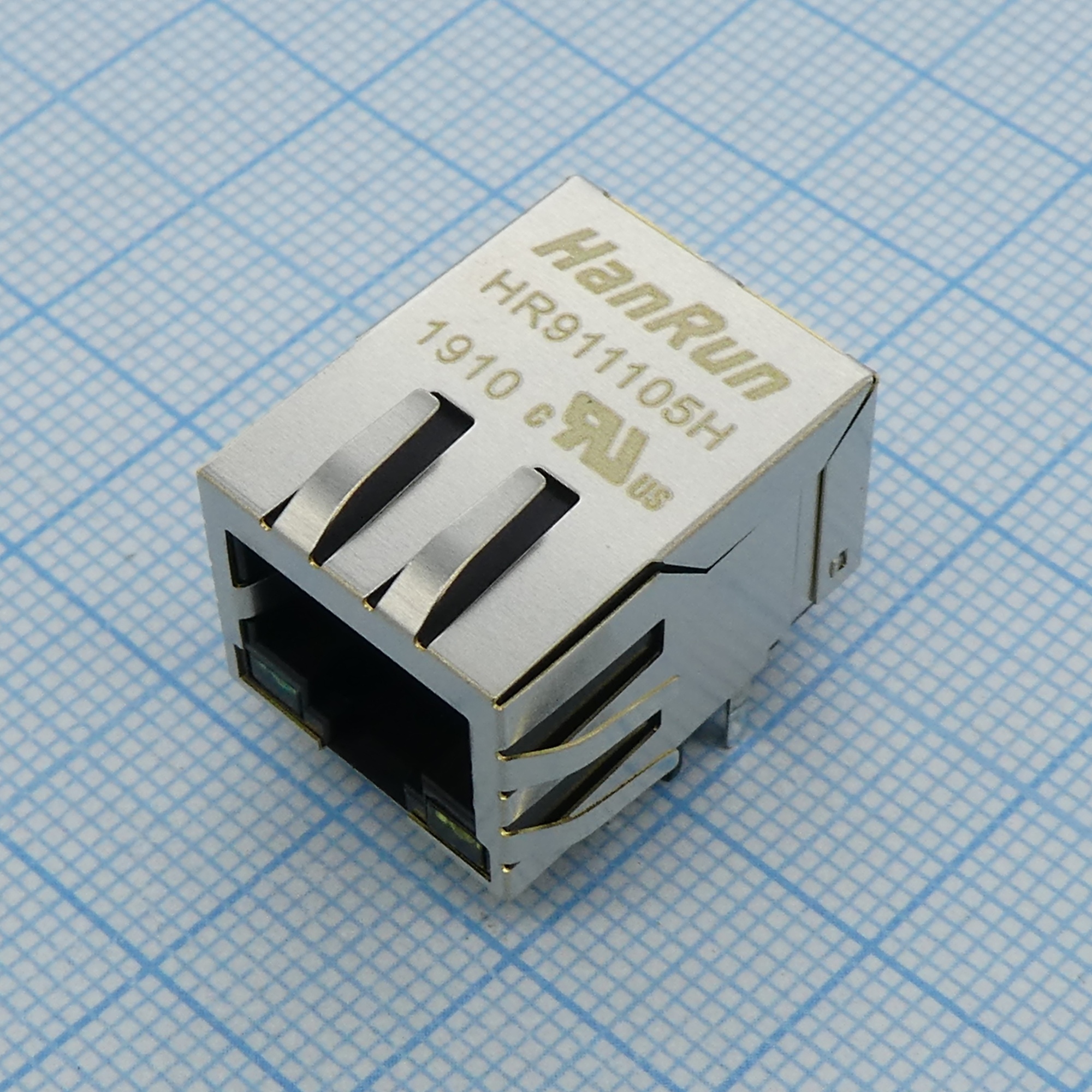 HR911105H - Разъём RJ45 Tab down 0.85 inch, TX 1CT:1CT RX 1CT:1CT LED: G/Y