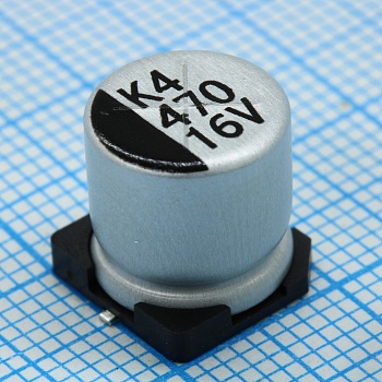 CK016M471G10PKKKV00R - Конденсатор алюминиевый электролитический 470мкФ 16В ±20% (10х10)мм SMD 460мА 2000часов 105°C лента на катушке