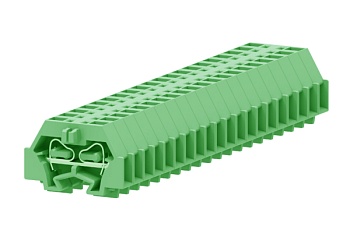 Клемма мини 241326 - Мини клемма, боковой подвод кабеля, 2 точки подключения в клемме, тип фиксации провода: пружинный, номинальное сечение: 2,5 мм кв., 24A, 500V, цвет: зеленый, тип монтажа: DIN15