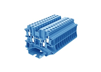 Проходная клемма TU4-4-BU - Проходная клемма, 4 точки подключения, тип фиксации провода: винтовой, номинальное сечение: 4 мм кв., ширина: 6,2 мм, цвет: синий, тип монтажа: DIN 35