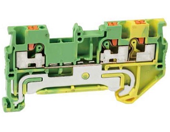 Заземляющая клемма UJ6-1.5/1X2JD - Заземляющая клемма, 3 точки подключения в клемме, тип фиксации провода: push-in, номинальное сечение: 1,5 мм кв., 17,5A, 500V, ширина: 3,5 мм, цвет: желто-зеленый, тип монтажа: DIN 35