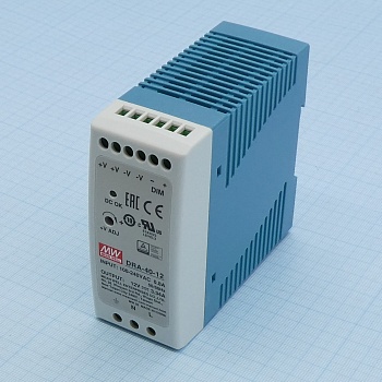 DRA-40-12 - Преобразователь AC-DC на DIN-рейку  40.08Вт, выход 12В/3.34A, рег. вых 12…15В, димминг 3 в 1, вход 90...264В AC, 47...63Гц, 127...370В DC, изоляция 3000В AC, на DIN рейку, 40х90х100 мм, -30...+70°С