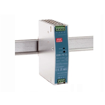 EDR-75-12 - AC-DC, 75.6Вт, вход 90…264V AC, 47…63Гц /127…370В DC, выход 12В/6.3A, рег. вых 12...14В, изоляция 3000В AC, в кожухе на DIN-рейку 32х125.2х102мм, -20…+60°С