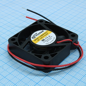 YDM4010C12 - Вентилятор 12В 40х40x10 C, 0.6Вт, 6500 об/мин, 9.33м3/час, 25.1дБ, подшипник скольжения CycleSeal, тип вывода - провод