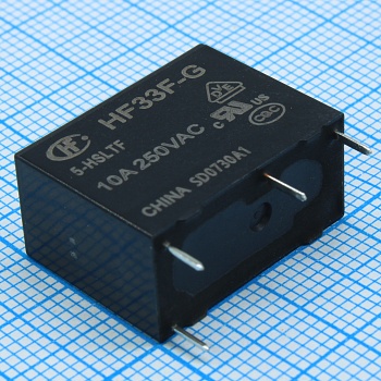 HF33F-G/5-HSLTF - Силовое реле 10Aac/5Adc один контакт на замыкание катушка 5В монтаж в отверстие