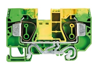 Клемма заземл. WKFN 16 SL/35 - Заземляющая клемма, тип фиксации провода: пружинный, номинальное сечение: 16 мм кв., 1000V, ширина: 12 мм, цвет: желто-зеленый, тип монтажа: DIN 35