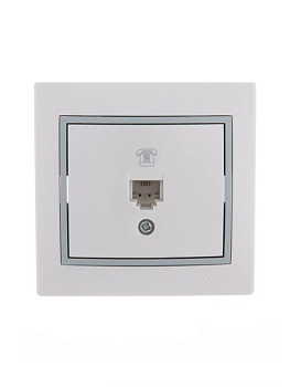 Розетка телефонная 1-м СП Mira RJ11 бел./сер. 701-0215-137