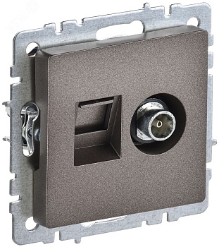 BRITE Розетка двойная TV+RJ45 кат.5E РТВ/РК12-БрТБ темная бронза BR-AK20-1-K45