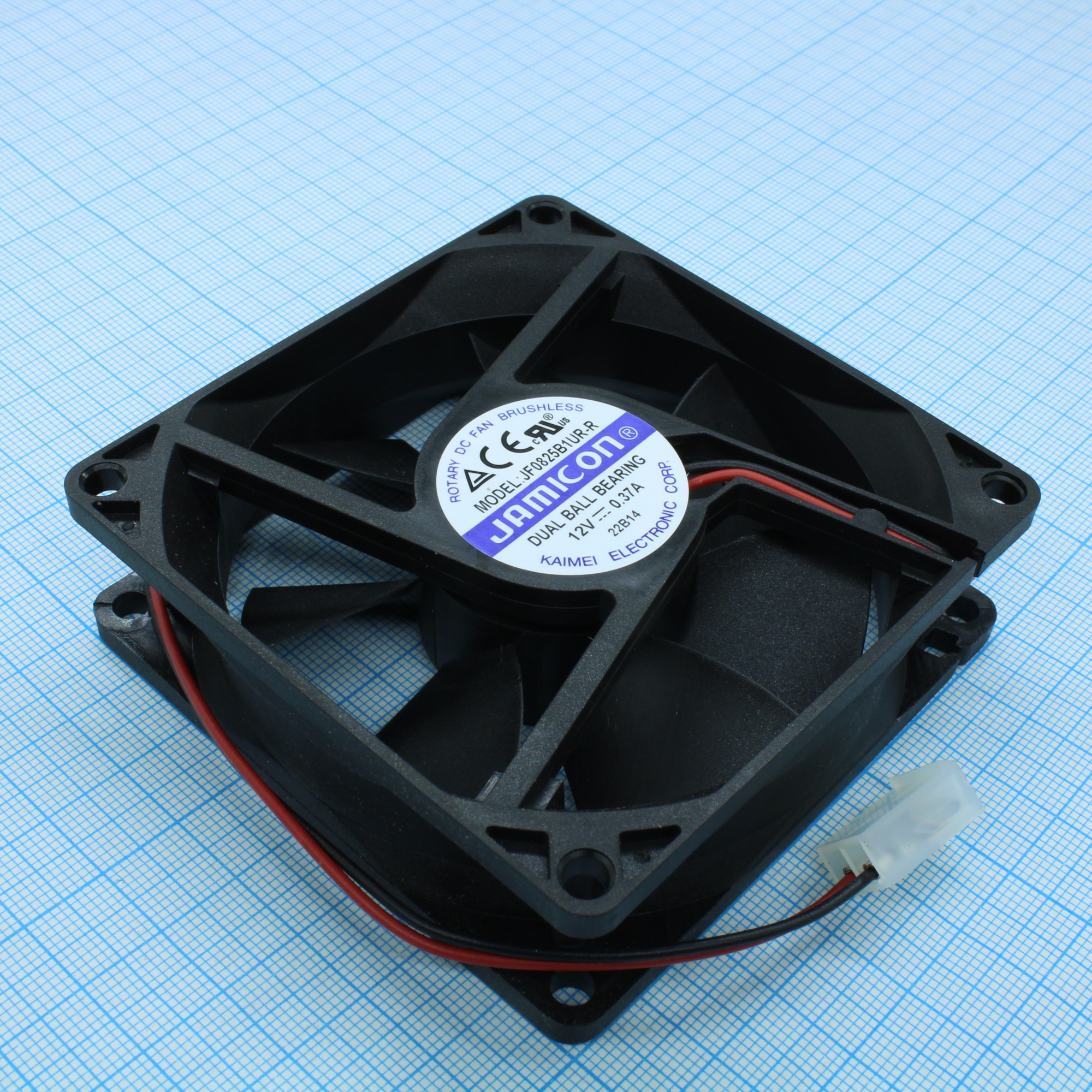 JF0825B1UR-R - Вентилятор 12В 80х80х25мм,  V 4000об/мин., 88.2м3/час, 40дБА, подшипник качения