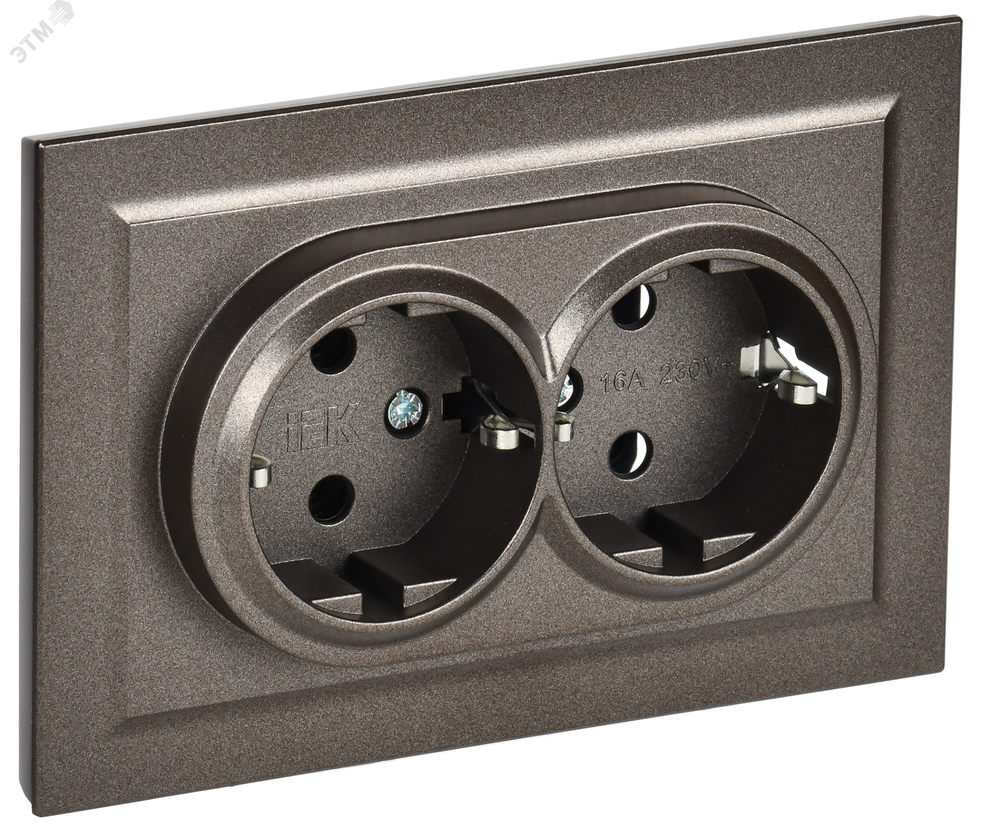 Розетка 2-м СП BRITE РС12-3-БрТБ 16А в сборе с заземл. без защ. шторок бронза BR-R21-16-K45-F